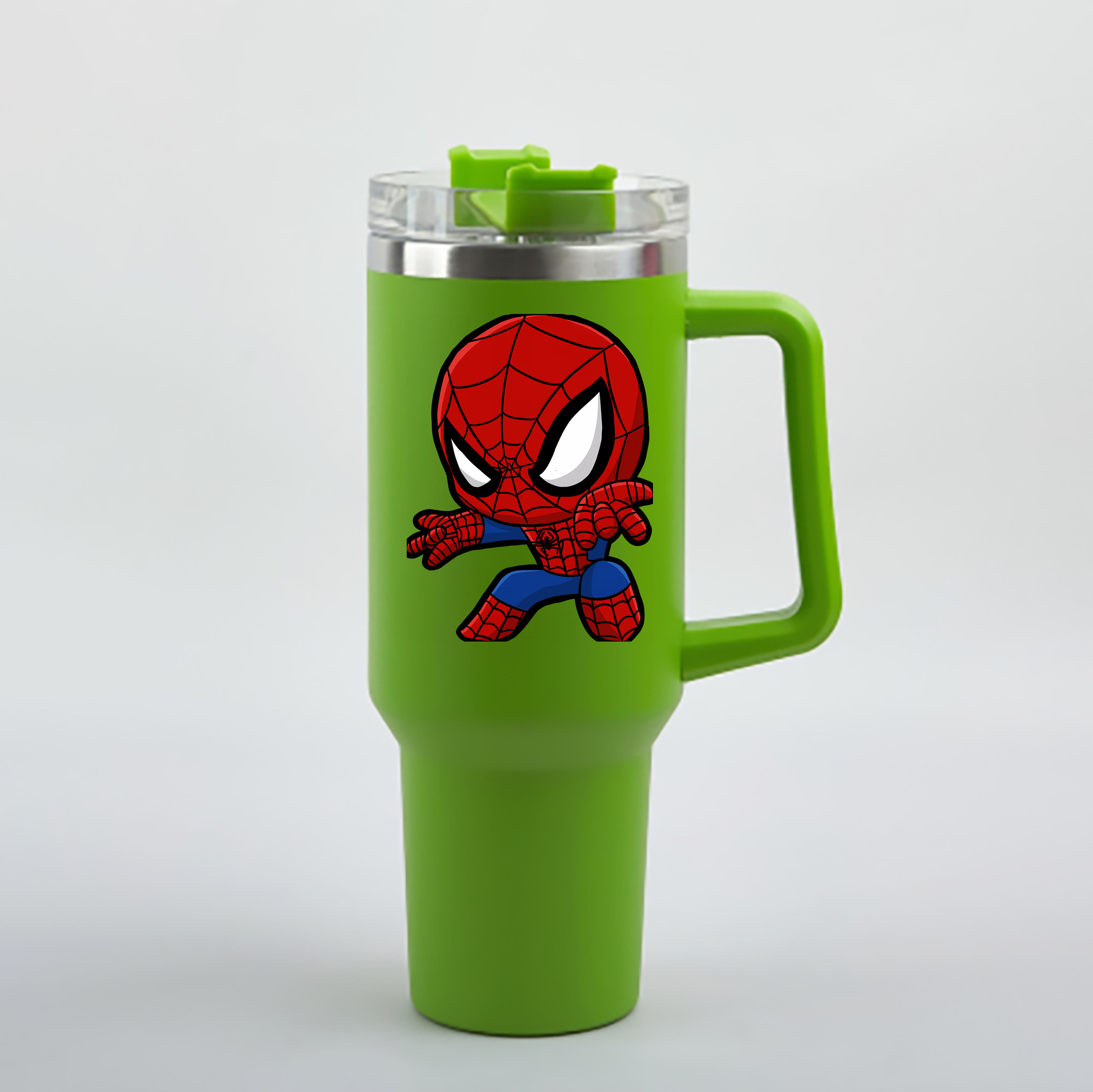 （画像用） Spider Man スパイダーマン 1200mL車用タンブラー - クリスタルステッカー（プラスチックストロー付き）